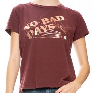 MOTHER Boxy Goodie Goodie Tee No Bad Days Pink w/ Rose Gold Graphic Small EUC